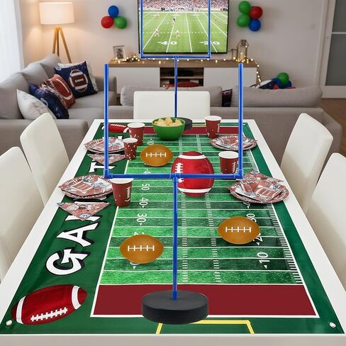 5 PCS Large Football Party Goal Post Decoration Kit with 2 PCS 15.75 in Field Goal Posts 1 PCS 59 in Court Table Runner 2 PCS 3.35IN Footballs for Football Theme Party Supplies in Kuwait
