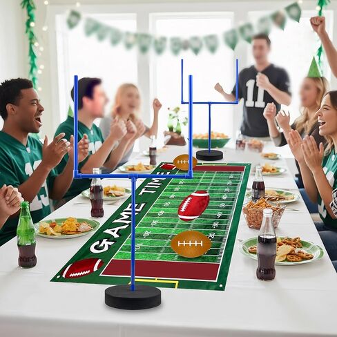5 PCS Large Football Party Goal Post Decoration Kit with 2 PCS 15.75 in Field Goal Posts 1 PCS 59 in Court Table Runner 2 PCS 3.35IN Footballs for Football Theme Party Supplies in Kuwait