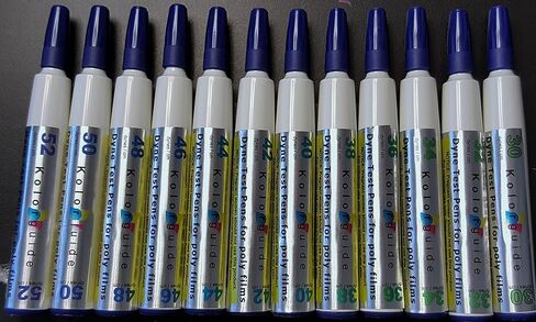 Dyne Testing Markers - Pack of 12 pens, Range of 30-52 dynes/cm, perfect for plastic and printing, precise surface tension measurement in Saudi Arabia