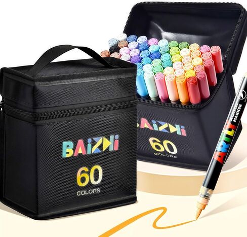 Acrylic Paint Markers Set with Bag, Direct-Liquid Ink Control System with Soft Tip, Acrylic Paint Pens for Rock, Wood, Glass, Canvas & More (60pcs) in Saudi Arabia