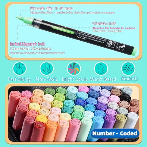 Acrylic Paint Markers Set with Bag, Direct-Liquid Ink Control System with Soft Tip, Acrylic Paint Pens for Rock, Wood, Glass, Canvas & More (60pcs) in Saudi Arabia