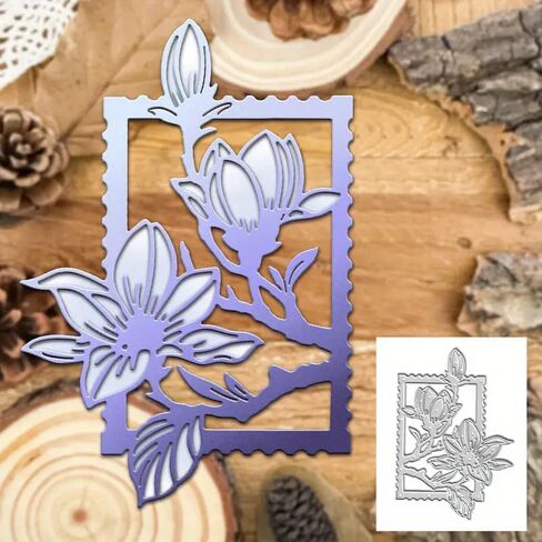 Magnolia Flowers Branch Stamp Frame Metal Die Cuts,Spring Sunflower Frame Leaf Cutting Dies Cut Stencils for DIY Scrapbooking Album Decorative Embossing Paper Dies for Card Making in Saudi Arabia