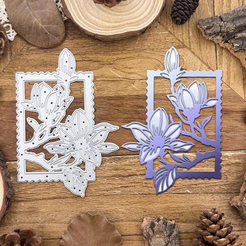 Magnolia Flowers Branch Stamp Frame Metal Die Cuts,Spring Sunflower Frame Leaf Cutting Dies Cut Stencils for DIY Scrapbooking Album Decorative Embossing Paper Dies for Card Making in Saudi Arabia