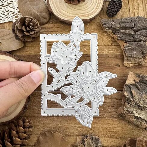 Magnolia Flowers Branch Stamp Frame Metal Die Cuts,Spring Sunflower Frame Leaf Cutting Dies Cut Stencils for DIY Scrapbooking Album Decorative Embossing Paper Dies for Card Making in Saudi Arabia