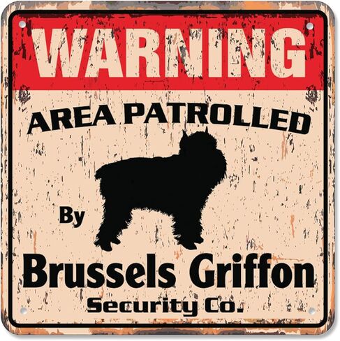 Brussels Griffon Vintage Security Sign Dog Lover pet Protection Veterinarian Groom Leash Gift Rigid Plastic | Indoor/Outdoor | 10" Wide in Saudi Arabia