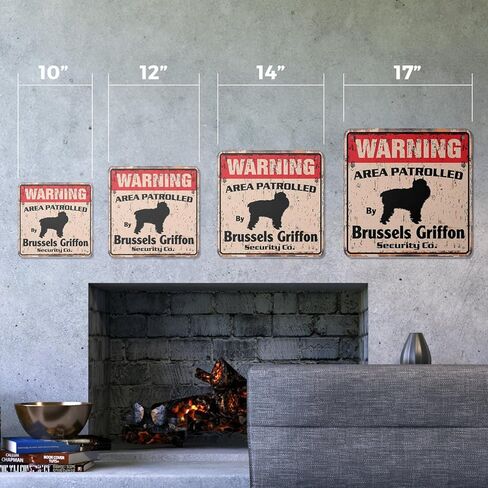 Brussels Griffon Vintage Security Sign Dog Lover pet Protection Veterinarian Groom Leash Gift Rigid Plastic | Indoor/Outdoor | 10" Wide in Saudi Arabia