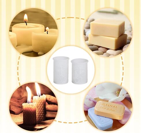 Bee Candle Mold 2PCS, Honeycomb & Flower Cylinder Silicone Molds for Candle Making, Resin, Soap - Beeswax Candle Molds DIY Kit for Unique Home Decor & Gifts in Saudi Arabia