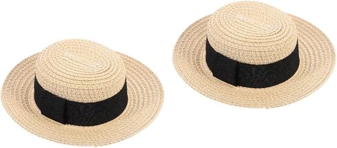 jojofuny Doll Straw Hat Decor 6 Inch Flat Top Hand-Woven Mini Straw Hats for Doll Clothes Accessory DIY Craft and Party Decoration Set in Saudi Arabia