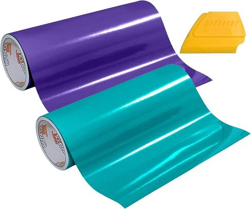 ORACAL 651 Multi-Color Vinyl Starter Kit 12" x 5ft 2-Roll Bundle Including Hard Yellow Detailer Squeegee (Purple/Turquoise) in Saudi Arabia