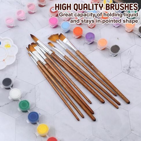 10 PCS Artist Watercolor Paint Brushes, Wooden Art Painting Brush Assorted Set Professional Artist Paint Brush Set Different Sizes Detail Paints Brushes for Watercolor Acrylic Gouache Ink Tempera in Saudi Arabia
