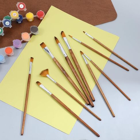 10 PCS Artist Watercolor Paint Brushes, Wooden Art Painting Brush Assorted Set Professional Artist Paint Brush Set Different Sizes Detail Paints Brushes for Watercolor Acrylic Gouache Ink Tempera in Saudi Arabia