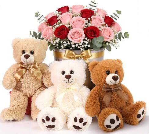 morismos السائبة تيدي بير لاستحمام الطفل، 10 حزمة عيد الحب تيدي بير الحيوانات المحشوة السائبة، 14in إيدي بير أفخم لعبة، زخرفة محورية ناعمة الحيوانات المحشوة بالجملة لعيد الميلاد عيد الميلاد، البني in Kuwait