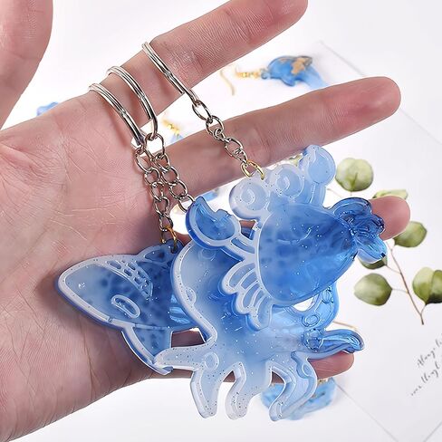 2PCS Ocean Style Resin Earring Molds,Ocean Series Shell Turtle Crab Shrimp Dolphin Pendant Silicone Molds, DIY Art Craft JewelryMaking Supplies (Blue) in Saudi Arabia