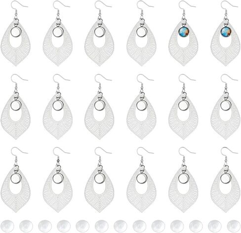 UNICRAFTALE 30 مجموعة من الفولاذ المقاوم للصدأ على شكل دمعة متدلية لصنع مجموعات من الأقراط المتدلية على شكل قبة فارغة وخطاطيف أذن شفافة مع كابوشون زجاجي وإعدادات كابوشون زجاجية لصنع المجوهرات in Kuwait