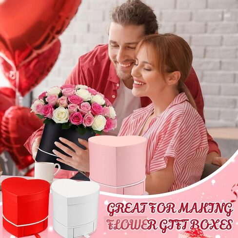 Fullhawl 4 Pack Heart Shaped Flower Box with Drawer,6.1" Valentine's Day Gift Box for Roses, Jewelry, Proposals,Weddings, Romantic Floral Arrangement for Birthdays,Anniversaries in Saudi Arabia