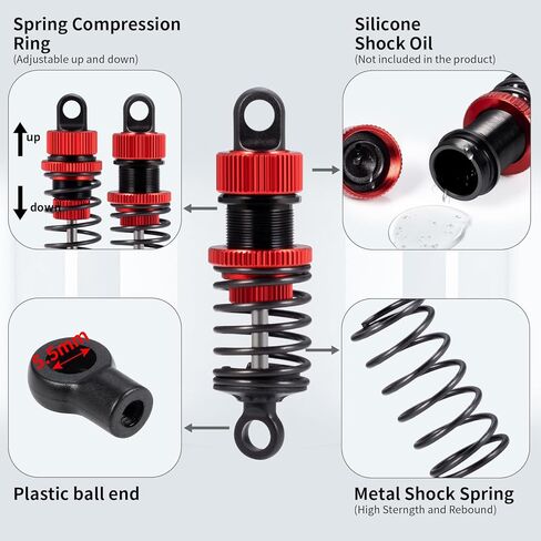 RC Front Rear Shock Absorbers 55mm Upgrades Parts for Tamiya TT02 1:10 On Road Car in Saudi Arabia