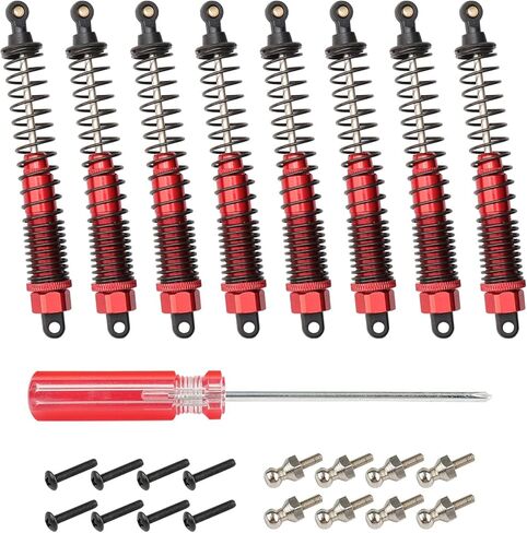 RC Shocks 8Pcs Aluminum RC Car Shocks Absorber 188004 (108004) for HSP 94111 94188 94108 Redcat Volcano Epx/epx PRO Volcano S30 RC 1/10 Monster Truck 128mm Dampers Assembled Replacement Parts, Red in Saudi Arabia