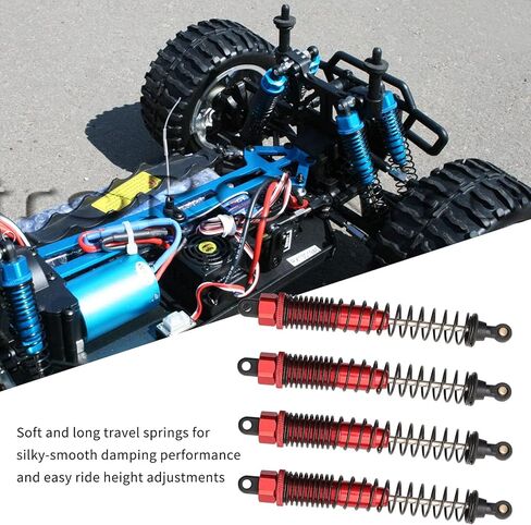 RC Shocks 8Pcs Aluminum RC Car Shocks Absorber 188004 (108004) for HSP 94111 94188 94108 Redcat Volcano Epx/epx PRO Volcano S30 RC 1/10 Monster Truck 128mm Dampers Assembled Replacement Parts, Red in Saudi Arabia