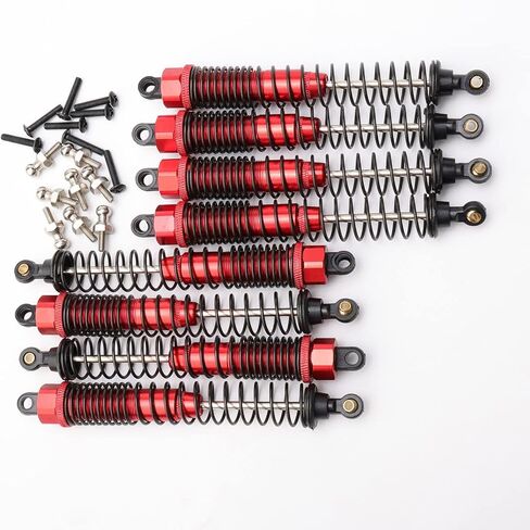 RC Shocks 8Pcs Aluminum RC Car Shocks Absorber 188004 (108004) for HSP 94111 94188 94108 Redcat Volcano Epx/epx PRO Volcano S30 RC 1/10 Monster Truck 128mm Dampers Assembled Replacement Parts, Red in Saudi Arabia