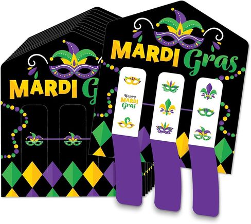 Big Dot of Happiness Colorful Mardi Gras Mask - Masquerade Party Game Pickle Cards - Pull Tabs 3-in-a-Row - Set of 12 in Saudi Arabia