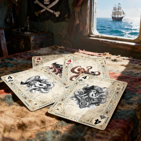 Retro Style Playing Cards, Poker Cards Pirate Series NO.11, 54 Unique Illustrations Playing Card, Double-Sided Anti Slip Pattern Design, Suitable for Collection and Gift. in Saudi Arabia