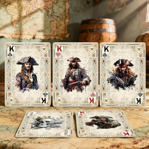 Retro Style Playing Cards, Poker Cards Pirate Series NO.11, 54 Unique Illustrations Playing Card, Double-Sided Anti Slip Pattern Design, Suitable for Collection and Gift. in Saudi Arabia