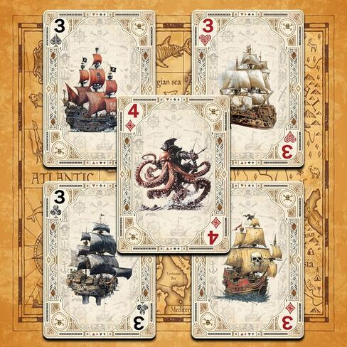 Retro Style Playing Cards, Poker Cards Pirate Series NO.11, 54 Unique Illustrations Playing Card, Double-Sided Anti Slip Pattern Design, Suitable for Collection and Gift. in Saudi Arabia
