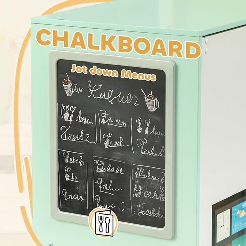 Qaba Corner Pretend Play Kitchen, Kids Toy Kitchen Playset with Chalkboard, Range Hood, Ice Maker, Stove, Refrigerator Microwave, Realistic Sound & Lights, Pots, Gift for Toddlers Ages 3+ Years Old in Saudi Arabia