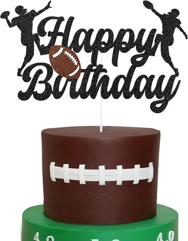 Hooqict Football Happy Birthday Cake Topper Football Cake Decorations Cupcake Topper for Kids Boys Men First Birthday Party Decorations Sport Theme Game Day Tailgate Party Supplies in Saudi Arabia