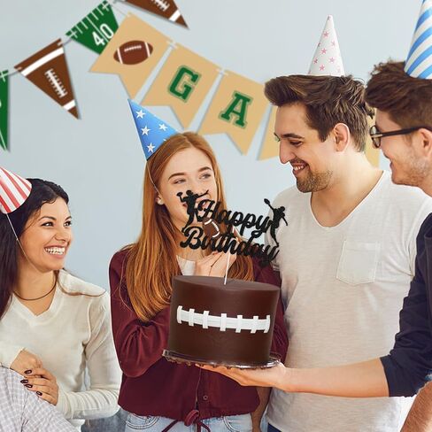 Hooqict كرة القدم عيد ميلاد سعيد كعكة توبر كرة القدم كعكة الزينة كب كيك توبر للأطفال الأولاد الرجال أول عيد ميلاد حزب زينة الرياضة موضوع لعبة يوم الباب الخلفي لوازم الحفلات in Kuwait