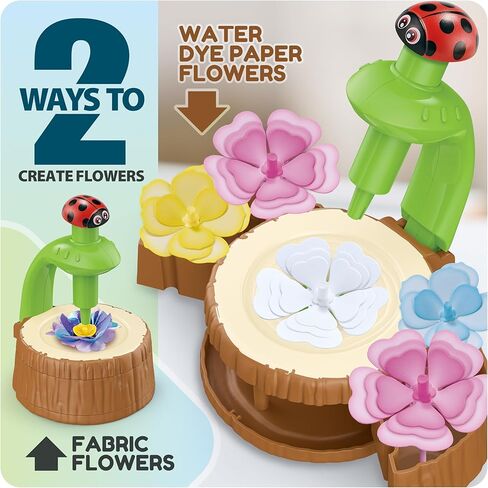 مجموعة Wiyeang DIY Flower Bouquet Craft Kit للأطفال، صباغة ممتصة للماء وزهور قماشية، قاعدة موسيقية مضيئة، موضوع حديقة الحشرات، هدية لعبة فنية إبداعية للفتيات من سن 3 إلى 6 سنوات in Saudi Arabia