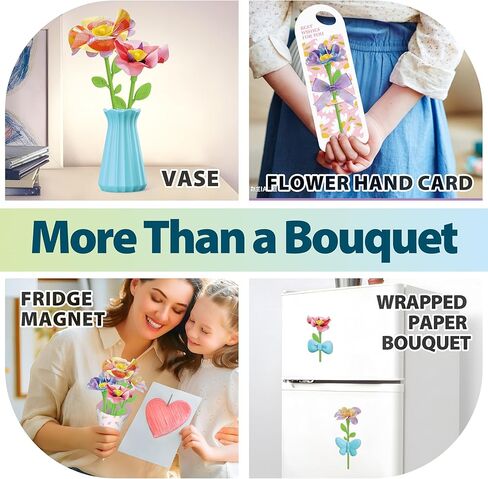 مجموعة Wiyeang DIY Flower Bouquet Craft Kit للأطفال، صباغة ممتصة للماء وزهور قماشية، قاعدة موسيقية مضيئة، موضوع حديقة الحشرات، هدية لعبة فنية إبداعية للفتيات من سن 3 إلى 6 سنوات in Saudi Arabia