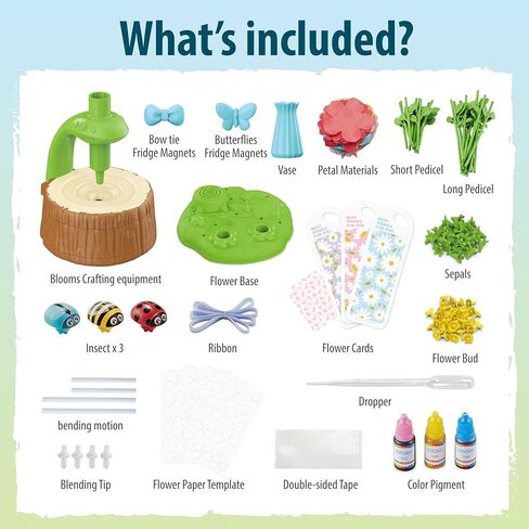 مجموعة Wiyeang DIY Flower Bouquet Craft Kit للأطفال، صباغة ممتصة للماء وزهور قماشية، قاعدة موسيقية مضيئة، موضوع حديقة الحشرات، هدية لعبة فنية إبداعية للفتيات من سن 3 إلى 6 سنوات in Saudi Arabia