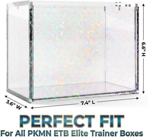 علبة عرض أكريليك من PKMN ETB Elite Trainer مع رقائق معدنية ثلاثية الأبعاد | صندوق تجميع حزم وبطاقات التداول اللامعة من TCG | حافظة حماية سميكة للغاية 5 مم + مغناطيس N52 - قصاصات ثلاثية الأبعاد قزحية الألوان in Kuwait