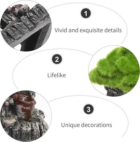 Realistic Aquarium Decor, Simulated Moss Fish House, Double-Layer Hiding Spot for Tropical Fish Tanks Includes 2 Artificial Plants in Saudi Arabia