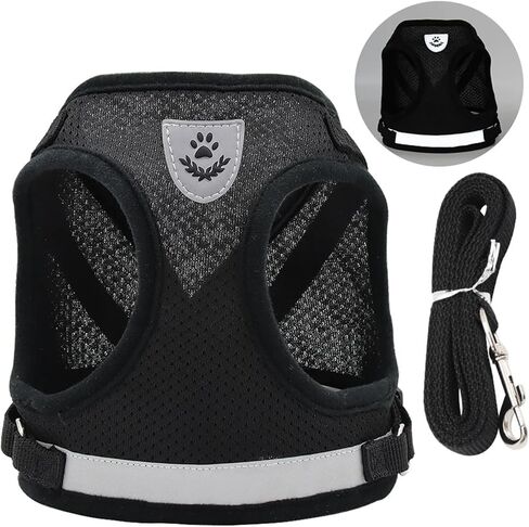 Step-in Air Dog Harness - All Weather Mesh, Reflective, No Pull Harness for Small, Medium Dogs, Cats - Secure with Hook & Loop Fastener, Buckle, Double D-Rings, Medium, Black in Saudi Arabia