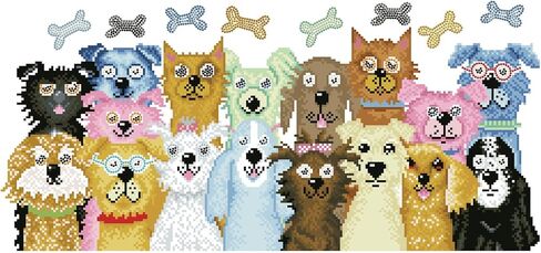 DIAMOND DOTZ Dogs Dinner Diamond Painting Kits for Adults - Dogs Diamond Art Kits a Relaxing Creative Craft Kit with Dotz Gems 26.4x12.6 in Saudi Arabia
