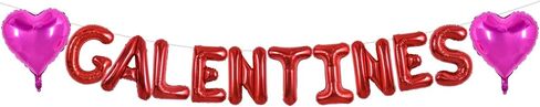 TONIFUL 16 Inch Red Galentines Letter Balloons Valentine’s Day Foil Alphabet Balloons Banner for Valentine's Day Wedding Bridal Shower Anniversary Engagement Ladies Girls Party Supplies in Saudi Arabia