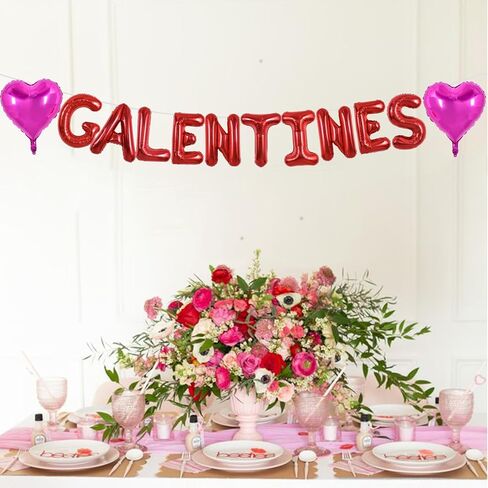 TONIFUL 16 Inch Red Galentines Letter Balloons Valentine’s Day Foil Alphabet Balloons Banner for Valentine's Day Wedding Bridal Shower Anniversary Engagement Ladies Girls Party Supplies in Saudi Arabia
