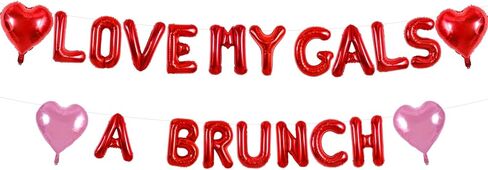 TONIFUL 16 Inch Red Galentines Letter Balloons Valentine’s Day Foil Alphabet Balloons Banner for Valentine's Day Wedding Bridal Shower Anniversary Engagement Ladies Girls Party Supplies in Saudi Arabia