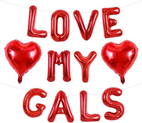 TONIFUL 16 Inch Red Galentines Letter Balloons Valentine’s Day Foil Alphabet Balloons Banner for Valentine's Day Wedding Bridal Shower Anniversary Engagement Ladies Girls Party Supplies in Saudi Arabia