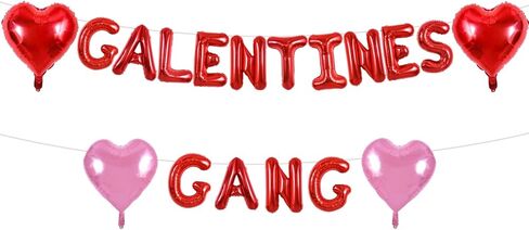 TONIFUL 16 Inch Red Galentines Letter Balloons Valentine’s Day Foil Alphabet Balloons Banner for Valentine's Day Wedding Bridal Shower Anniversary Engagement Ladies Girls Party Supplies in Saudi Arabia