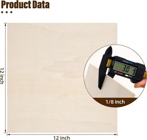 12 Pack Basswood Sheets 1/8, 3mm Basswood for Laser Cutting, Wood for Crafts 12x12 in, Suitable for Handmade, Painting, Charcoal Art and DIY Projects in Saudi Arabia