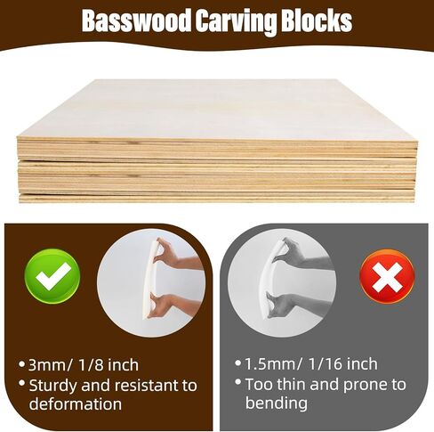 12 Pack Basswood Sheets 1/8, 3mm Basswood for Laser Cutting, Wood for Crafts 12x12 in, Suitable for Handmade, Painting, Charcoal Art and DIY Projects in Saudi Arabia