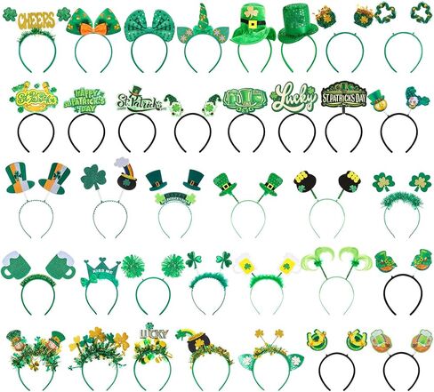 Hotop 36 Pcs St. Patrick's Day Headband Shamrock Head Boppers Hats Irish Green Headband Bulk for Boys and Girls St. Patrick's Day Party Decoration Accessories Favors Supplies in Saudi Arabia