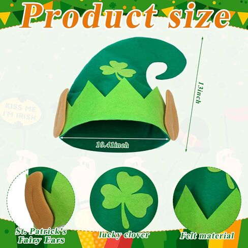 2 pcs st patrick's day leprechaun shoes and party hat set with felt shamrock costume accessories for men women in Saudi Arabia