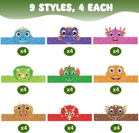 36 Pcs Dinosaur Party Hats for Kids Birthday Paper Headbands Crown for Boys Girls Dinosaur Party Decorations Supplies in Saudi Arabia