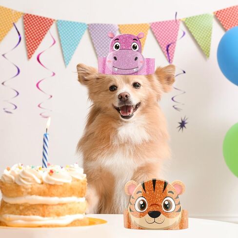 36 Pcs Animal Birthday Party Hats for Kids Jungle Safari Animal Theme Headbands Paper Party Crown Birthday Party Decorations for Boys Girls Animals Party Favor in Saudi Arabia