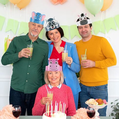 36 Pcs Animal Birthday Party Hats for Kids Jungle Safari Animal Theme Headbands Paper Party Crown Birthday Party Decorations for Boys Girls Animals Party Favor in Saudi Arabia