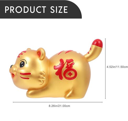 YARDWE Home Decor Kids Animal Coin Bank Coin Bank Zodiac Tiger الشكل الحيوان تمثال الخنزير البنك لعيد ميلاد 2022 السنة الصينية الجديدة الديكور الجدول الذهبي للأطفال بنك المال ديكور المنزل الطفل in Kuwait
